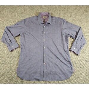 Ted Baker Endurance Dress Shirt Purple Multi Color Plaid Flip Cuff Men's Size 17